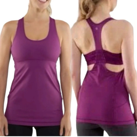 Lululemon Turbo Tank Built In Bra Purple Size 6 Racerback Athletic Running Yoga - Picture 2 of 5